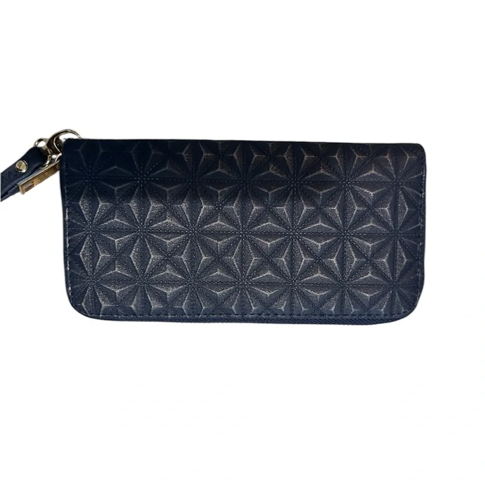 Navy Embossed Large Roomy Tote with extra purse and wallet - never used - Picture 6 of 7